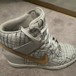 Nike Dunk Sky Hi City Paris White/Gold Women’s Hidden Wedge Sneakers